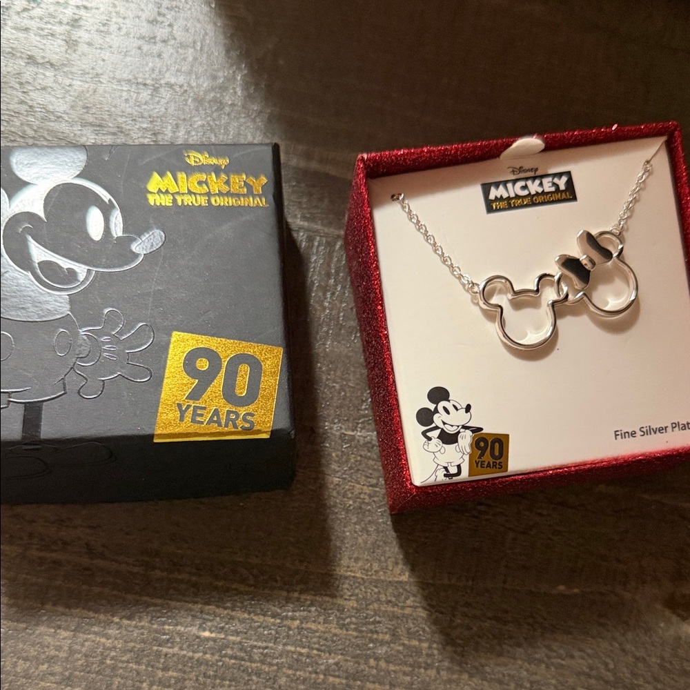 Disney Mickey Mouse Silver and Black Necklace